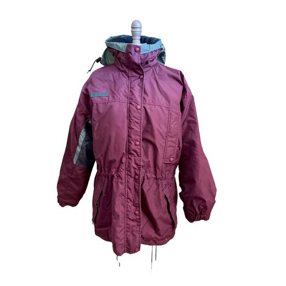 Vintage Columbia Long’s Peak 3-in-1 Parka Purple Teal Fleece Liner Women’s M - Picture 1 of 8